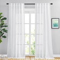 NICETOWN White Linen Sheer Bedroom Curtains 90 inches Long, Rod Pocket & Back by NICETOWN