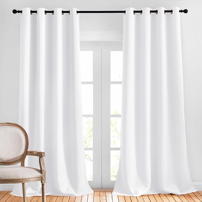 NICETOWN White Living Room Curtains 90 inches Long, Grommet Home Fashion Energy by NICETOWN