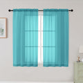 Turquoise Sheer Curtains for Bedroom Living Room 45 Inch Length 2 Panels by WelvetBLK