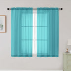 Turquoise Sheer Curtains for Bedroom Living Room 45 Inch Length 2 Panels by WelvetBLK
