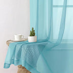 Aiyufeng Aqua Sheer Curtains 72 Inch Length 2 Panels Set, Light Filtering Airy - Image 5