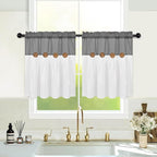 Boho Kitchen Curtains 24 Inch Length, Farmhouse Cotton Linen Tier Curtain by FRAMICS