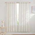 NICETOWN Natural Linen Curtains 70 inches Length, Rod Pocket & Back Tab Privacy by NICETOWN