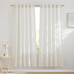 NICETOWN Natural Linen Curtains 70 inches Length, Rod Pocket & Back Tab Privacy by NICETOWN