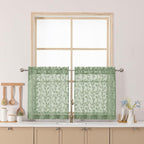 Chyhomenyc Sage Green Sheer Curtains 24 Inch Length, Light Filtering Leaf by Chyhomenyc