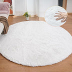 ORINOVA White Shag Round Rugs 8ft by ORINOVA