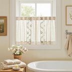 jinchan Belrose Linen Floral Kitchen Curtains 24 inch Length Embroidered - Image 9