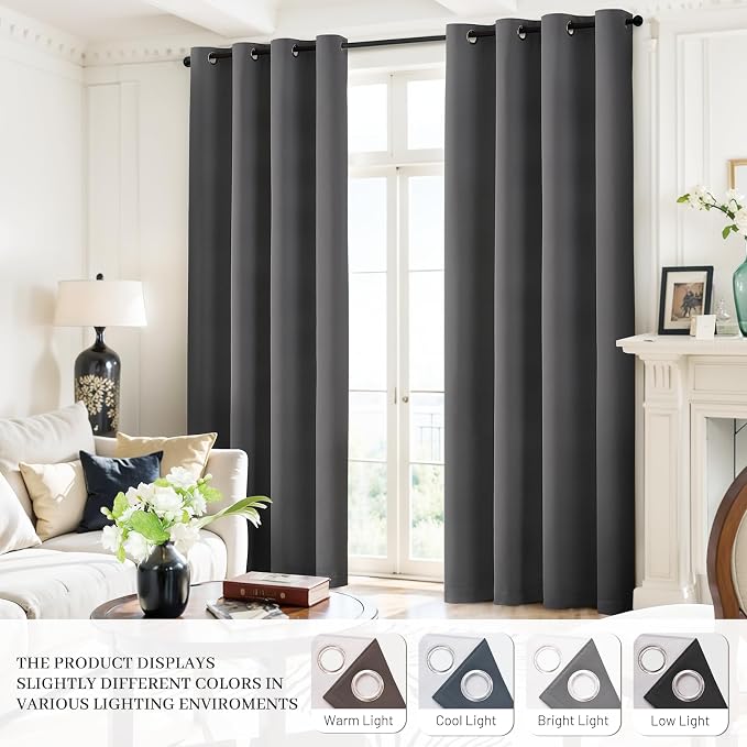 Yakamok Room Darkening 100% Blackout Curtains Grommet Window Treatments - Image 7