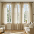 MIULEE Beige Sheer Curtains 84 Inches Long, 4 Panels Set, Rod Pocket Voile by MIULEE