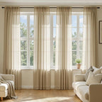 MIULEE Beige Sheer Curtains 96 Inches Long, 4 Panels Set, Rod Pocket Voile by MIULEE