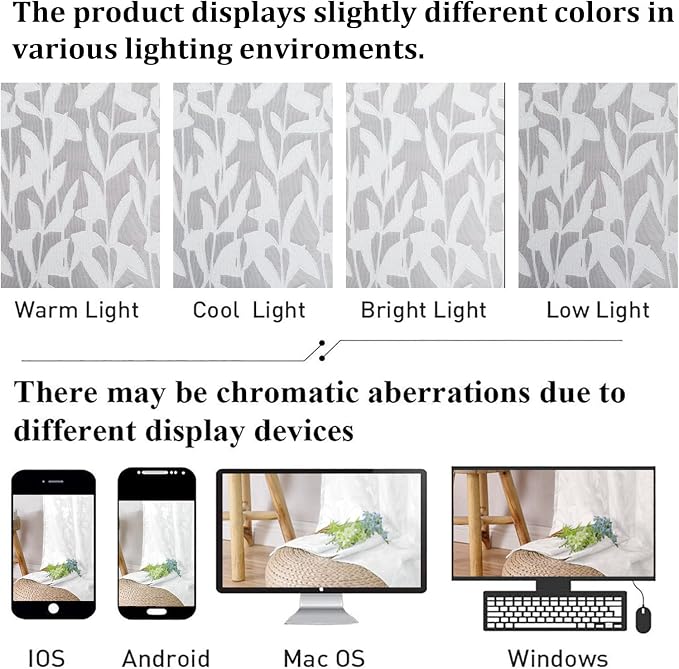 Lecloud Leia White Sheer Curtains 54 Inch Length 2 Panels, Voile Light - Image 8
