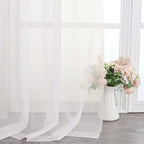 Simplebrand Ivory Sheer Curtains 108 Inches Long, Extra Long Rod Pocket Solid by Simplebrand