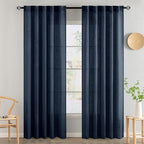 MIULEE Navy Blue Linen Curtains 84 Inch Length 2 Panels by MIULEE