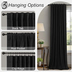 Pitalk Black Out Curtains 108 Inch Long 2 Panels Gothic Elegant Modern Linen - Image 6