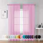 Chyhomenyc Pink Sheer Curtains 72 Inch Length 2 Panels, Light Filtering Soft by Chyhomenyc