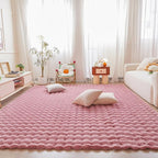 Pink Rabbit Plush Rug 8'x10', Fluffy Faux Fur Shaggy Area Rug by CHOVY