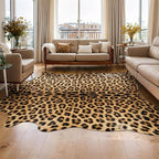 AROGAN Western Decor Faux Fur Leopard Rug, 4.6 x 5.2 Feet Premium Animal Skin - Image 5