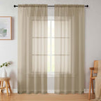 Taupe Sheer Curtains 84 Inches Long 2 Panels, Soft Airy Light Filtering Curtains by WelvetBLK