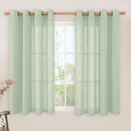 LAMIT Semi Sheer Linen Curtains 45 Inches Long, Light Filtering Panels Bronze by LAMIT