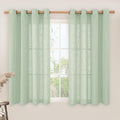LAMIT Fresh Green Linen Curtains 54 Inch Length 2 Panels, Light Filtering Semi by LAMIT