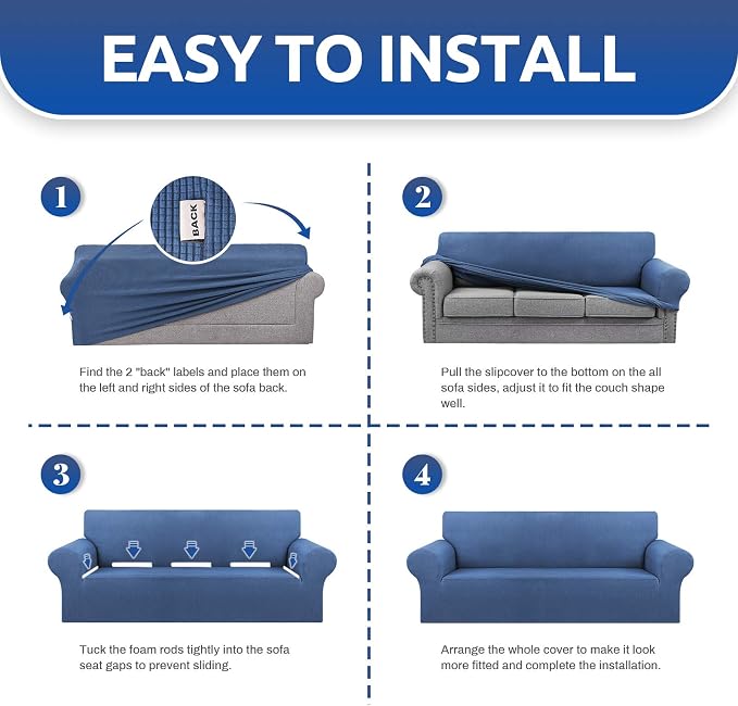 KEKUOU Stretch Oversized Sofa Slipcover 1 Piece Couch Sofa Cover Furniture - Image 5