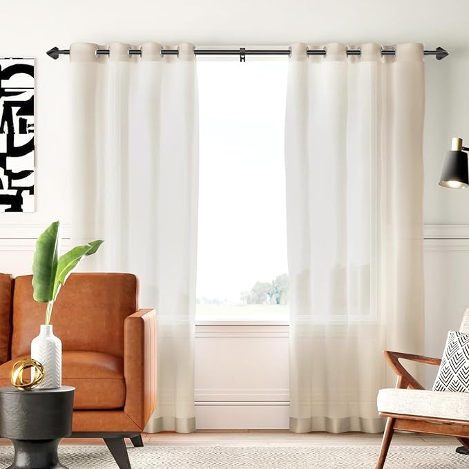 GXOACKJ Black Curtain Rods for Windows 48 to 84 inch, 5/8 inch Adjustable Wrap - Image 6