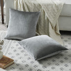 GIGIZAZA 22x22 Velvet Pillow Covers Set of 2, Dark Grey Throw Pillows Modern - Image 8