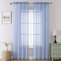 Lecloud Denim Blue Sheer Curtains 90 Inches Long 2 Panels, Voile Rod Pocket by Lecloud