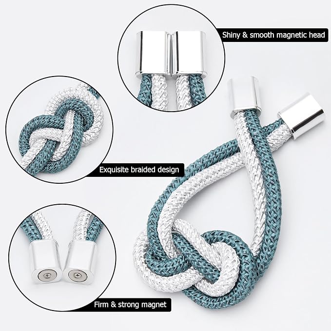 NICEEC 2 Pack Mini Magnetic Curtain Tiebacks Nordic Simple Style Drape Tie - Image 3