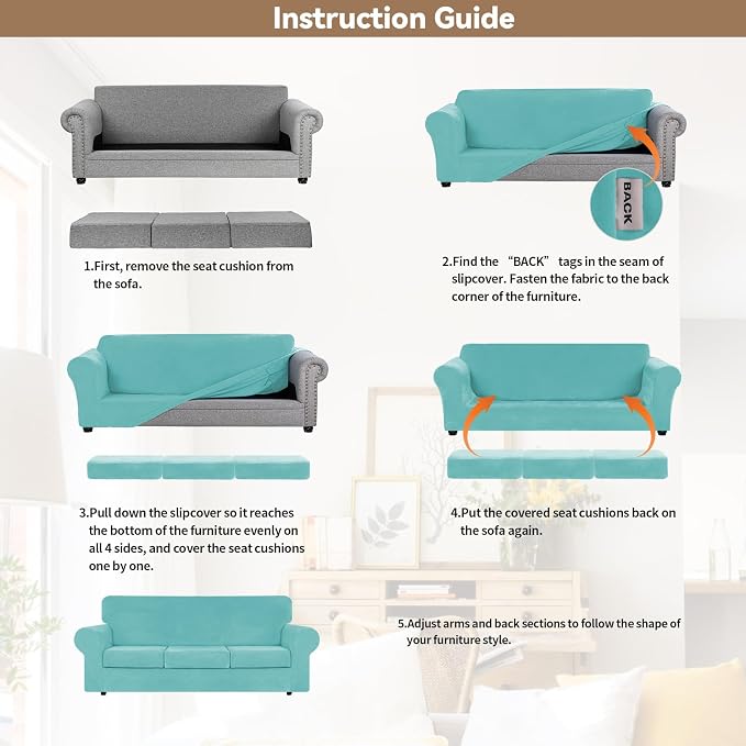 WEERRW 4 Pieces Velvet High Stretch Couch Covers - Image 5