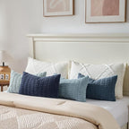 Fancy Homi Set of 4 Blue Lumbar Rectangle Decorative Throw Pillow Covers 16x24 - Image 5