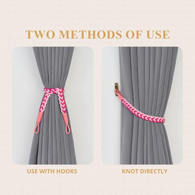 NICEEC 2 Pack Natural Cotton Rope Curtain Tiebacks Elegant Boho Style - Image 5