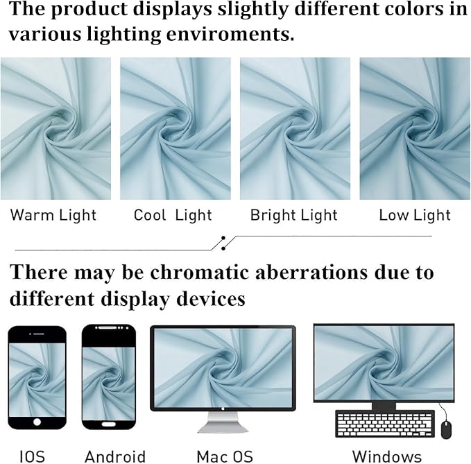 Lecloud Sky Blue Sheer Curtains 72 Inches Length 2 Panels, Lightweight Dual Rod - Image 5