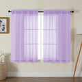 Gwine Lilac Sheer Curtains for Living Room 45 inches Long, Short Voile Light by Gwine