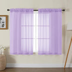 Gwine Lilac Sheer Curtains for Living Room 45 inches Long, Short Voile Light by Gwine