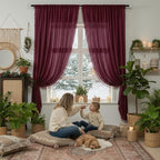 WAZZIO Boho Lace Curtains 84 Inches 2 Panel, Light Filtering Privacy Tassel & - Image 2