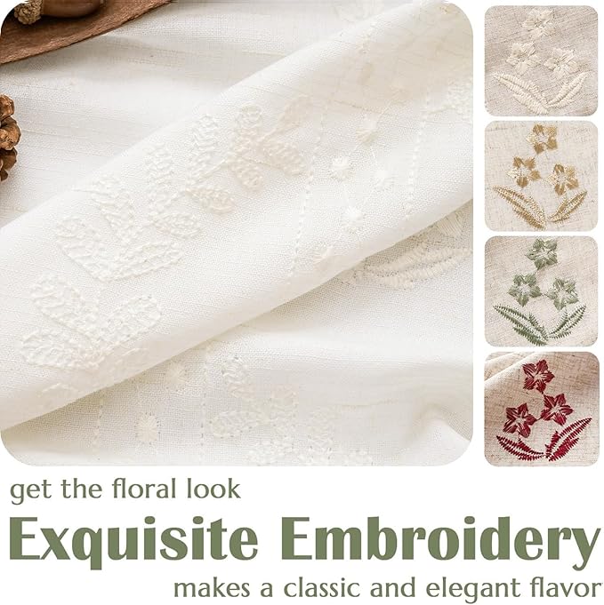 jinchan Belrose Linen Curtains for Bedroom Floral Curtains 84 Inch Length Linen - Image 7