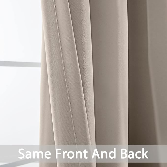 Yakamok Room Darkening Natural Blackout Curtains Thermal Insulated Grommet - Image 4