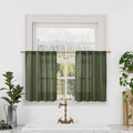 LAMIT Olive Green Linen Kitchen Curtains 24 Inch Length, Semi Sheer Light by LAMIT