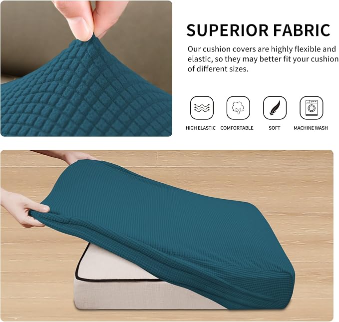 Easy-Going Stretch 4 Pieces Couch Cushion Covers - Image 4