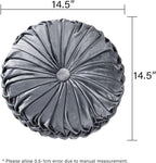 HIG Set of 2 Decorative Round Pleated Throw Pillows, Classy Accent Pumpkin - Image 3