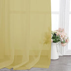 Chyhomenyc Mustard Yellow Sheer Curtains 96 inches Long 2 Panels, Light - Image 7