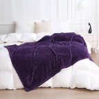 Puncuntex Deep Purple Throw Blanket 108"×90" inches Fuzzy 3D Jacquard by Puncuntex