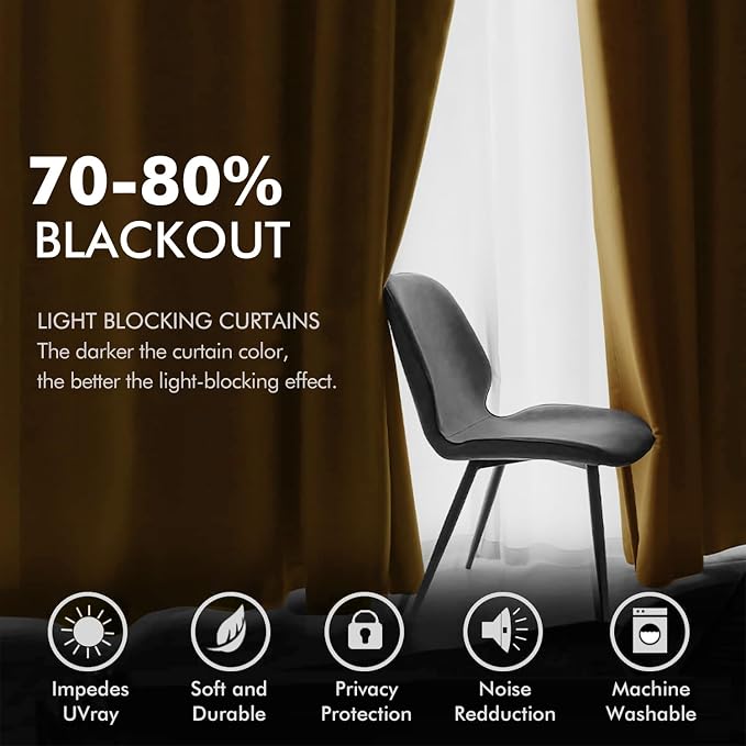 MIULEE Velvet Curtains Golden Elegant Grommet Thermal Insulated Soundproof Room - Image 4