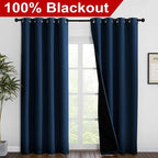 NICETOWN Moroccan Blue Full Shade Curtain Panels, Pair of Energy Smart & Noise - Image 2