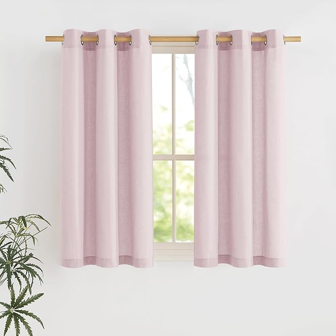 NICETOWN Blush Pink Short Linen Curtains by NICETOWN