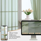Sheer Green Curtains for Bedroom Living Room 90 Inches Long 2 Panels Set - Image 7