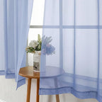Lecloud Denim Blue Sheer Curtains 63 Inch Length 2 Panels, Light Filtering - Image 4