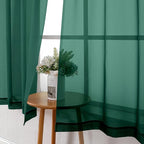 Lecloud Hunter Green Sheer Curtains 54 Inch Length 2 Panels, Voile Light - Image 7