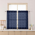Chyhomenyc Navy Blue Sheer Curtains 36 Inch Length, Light Filtering Leaf Tufted by Chyhomenyc